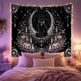 thumbnail image 2 of Black Cat in Crescent Moon with Stars and Pumpkins, Whimsical Gothic for Halloween Enthusiasts, Mystical Celestial Art, Housewarming Gift Tapestry Wall Hanging for Bedroom and Living Room, 2 of 7