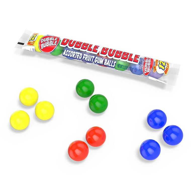 Dubble Bubble Gumballs, Assorted Fruit Gum Balls, 12 Count