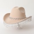 thumbnail image 2 of Gtoiithly Western Cowboy Hat Featuring Decorative Heart Applique And Stylish Fringe Detail For Festive Events And Country Dance Khaki, 2 of 3
