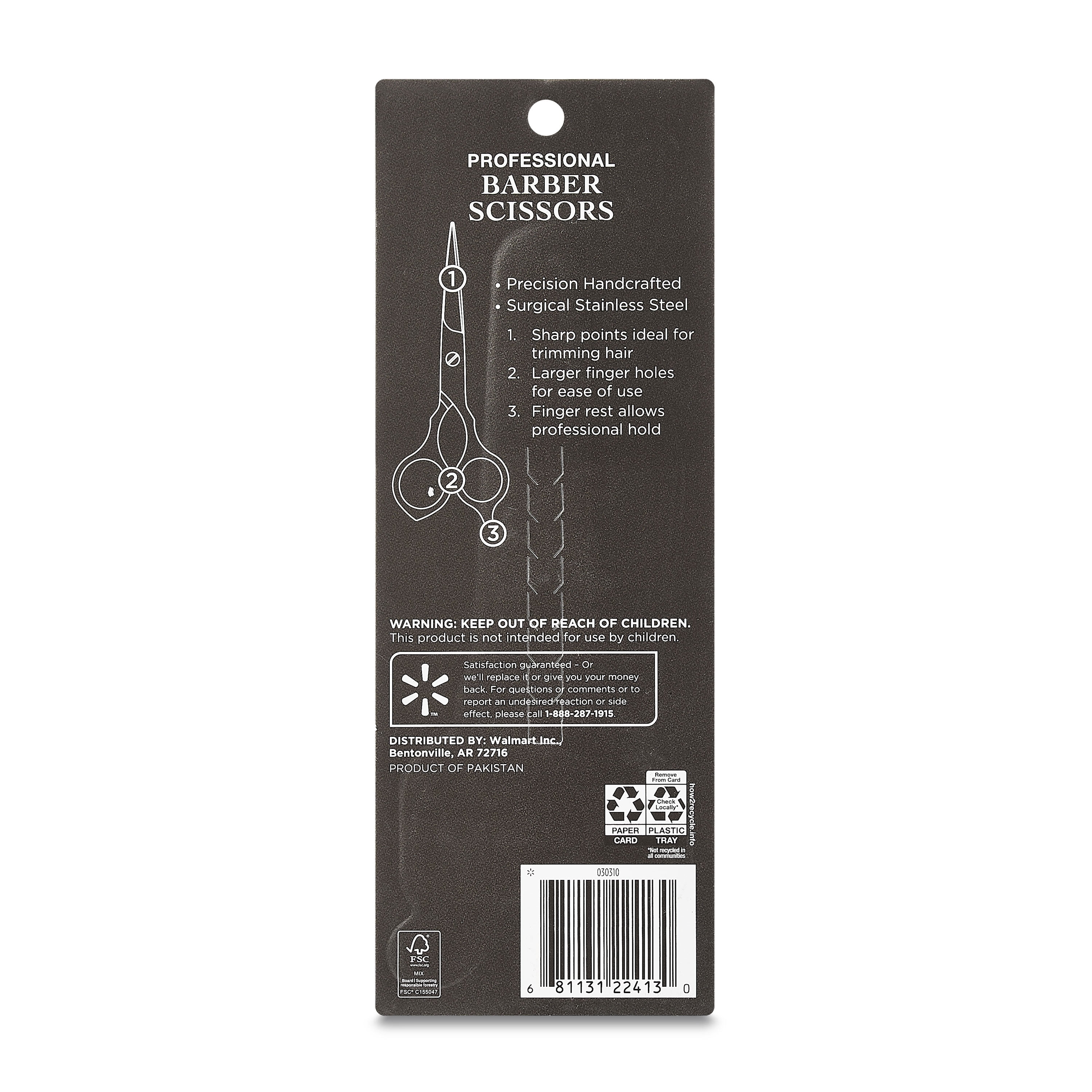 Equate Stainless Steel Professional Barber Scissors