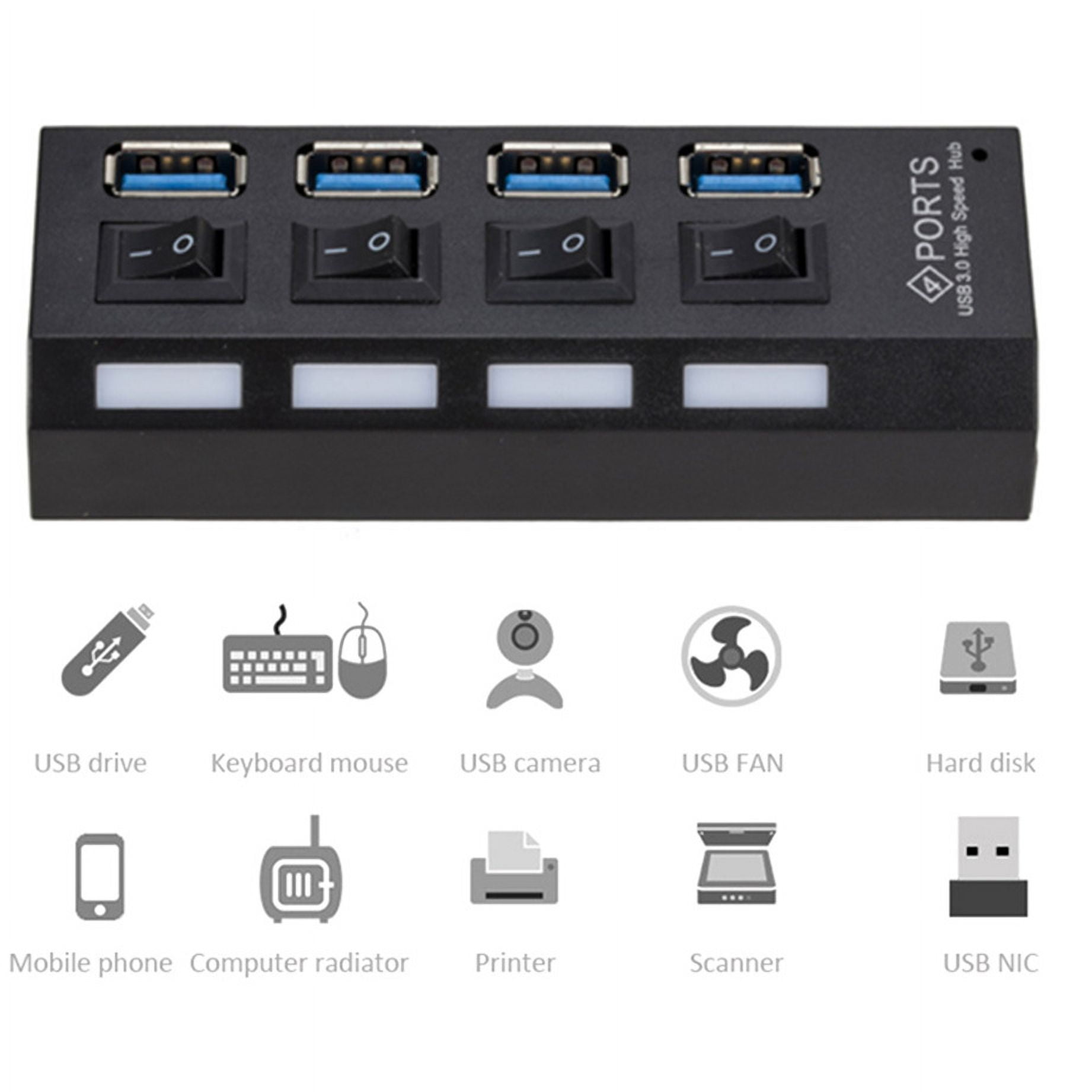 Mini USB HUB 3.0 Super Speed 5Gbps 4 Ports HUB Portable Microwave with External Power Adapter for PC ,Fast Charging Devices