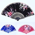 thumbnail image 5 of 1Pc Floral Folding Hand Fan Vintage Handheld Silk Cloth Fans with Different Flower Patterns for Chinese Dance Party Wedding, 5 of 7