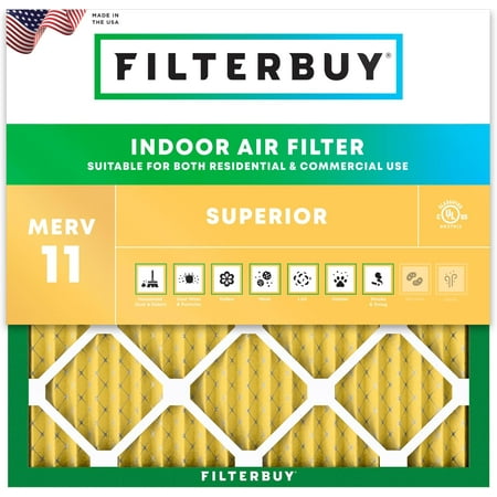 Filterbuy 25x25x1 MERV 11 Allergen Defense, Pleated HVAC AC Furnace Air Filters (1-Pack)