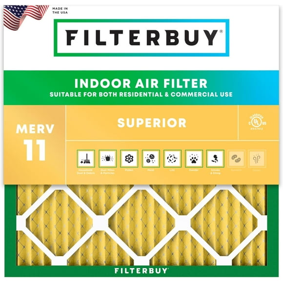 Filterbuy 24x24x1 MERV 11 Pleated HVAC AC Furnace Air Filters (1-Pack)