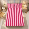 thumbnail image 3 of Meiyoeat Bold Vertical Stripe Queen Sheets 4 Pieces for Girls, Contemporary Pinstripe Queen Sheet Sets, Hot Pink,1 Fitted Sheet, 1 Flat Sheet and 2 Pillowcases, 3 of 6