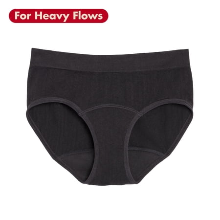 The Period Company. Sporty Stretch Bikini, Period Underwear for Heavy Flows, Black