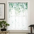 thumbnail image 4 of Teal Botanical Semi Sheer Curtains Drapes for Living Room, Bedroom, French Doors Window 84 Inches Long, Spring Weeping Eucalyptus Leaves Rod Pocket Chiffon Curtain Drapery Voile Draperies Panel, 4 of 6
