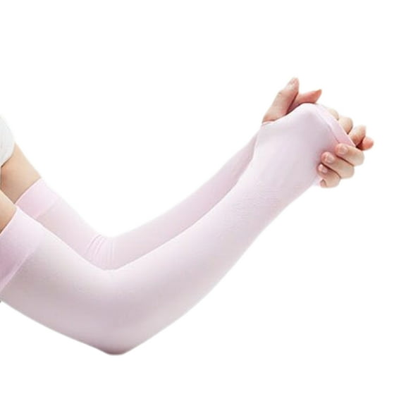 URTERYSER Sun Protections Arm Covers Sleeves Driving Fingerless Sun Sleeves Adjustable Arm Sleeve with Gloves Pink