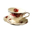 thumbnail image 4 of Juego de taza y platillo de para café de cerámica, con estampado floral único y versátil, 250 ml, para latte art, regalo de boda, 4 of 9
