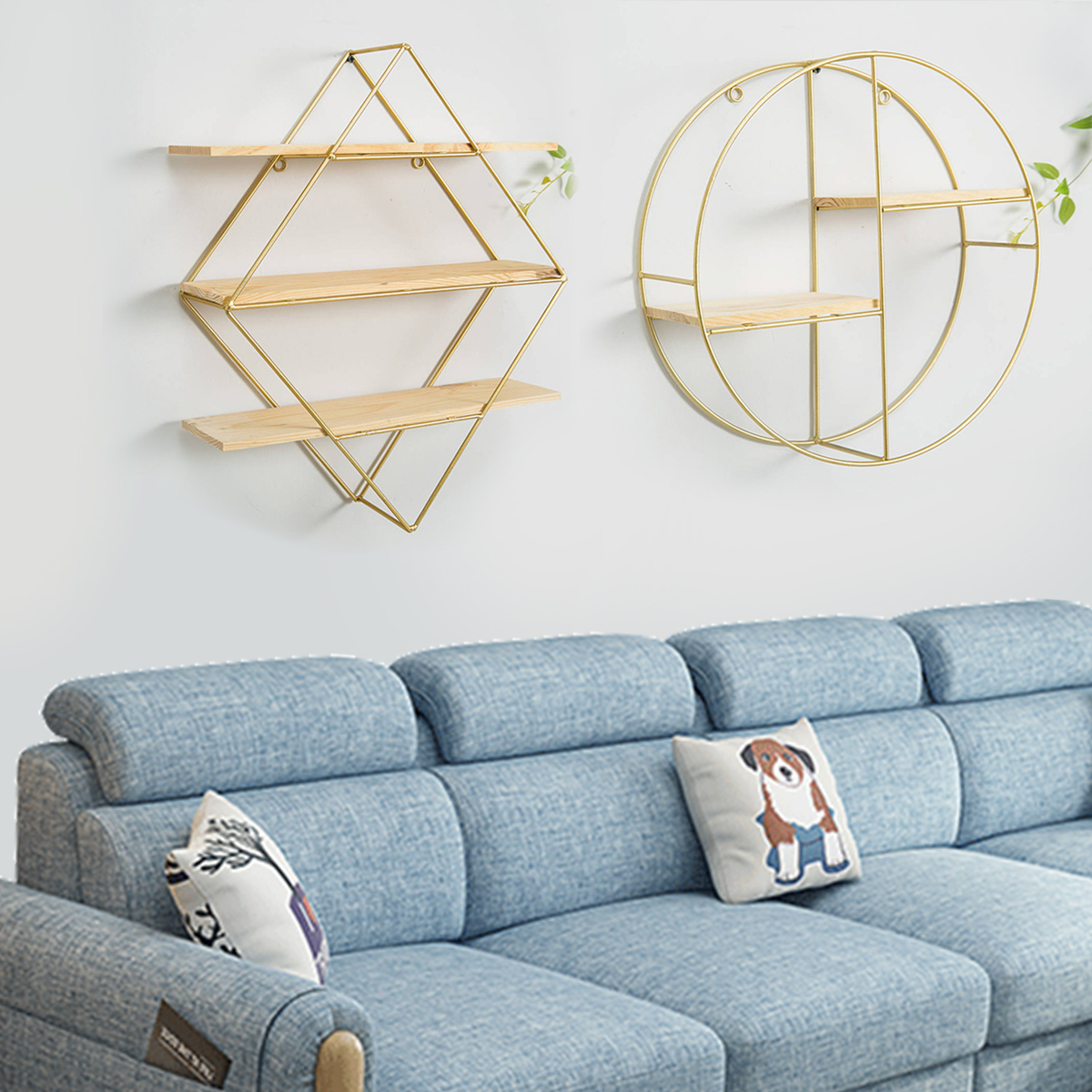 Metal Grid Wall Shelf Hanging Rack Bookcase Storage Holder Floating