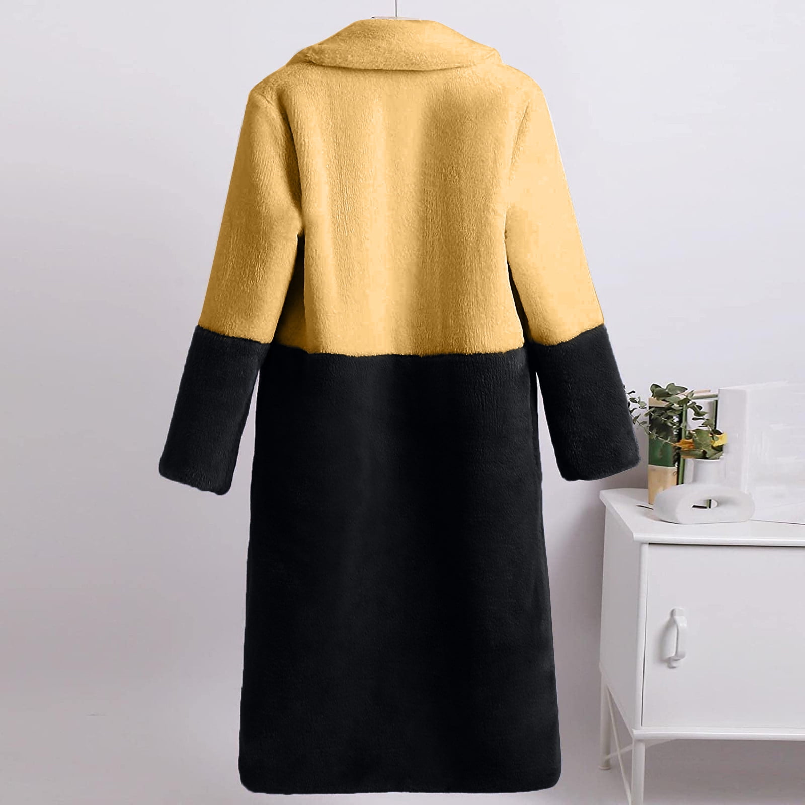 Women's Soft Faux Teddy Fuzzy Warm Long Overcoat Open Front Cardigan Lapel Collar Long Sleeve Loose Fit Jacket Coat