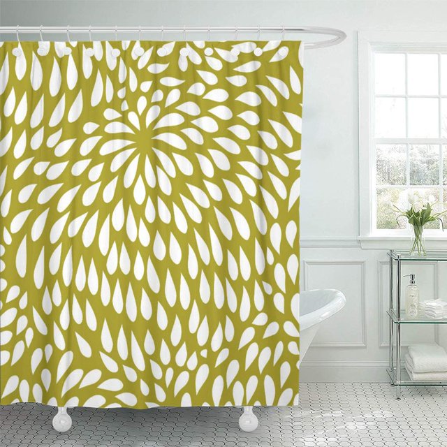 ABPHQTO Floral Paisley Flower en Chartreuse Green y Teardrop Modern Cortina de ducha 150x180 cm