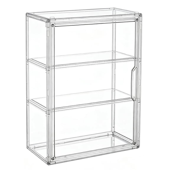 3 Tier Wall Mounted Display Case, Dustproof Acrylic Showcase Box