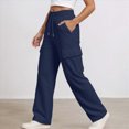 thumbnail image 2 of TOWED22 Girls' Sweatpants Straight Leg Drawstring Kids Joggers Open Bottom Baggy Teen Pants with Pockets(Navy,13-14 Y), 2 of 6