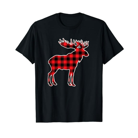 Moose Red Buffalo Plaid Matching Pajama Family Gift T-Shirt