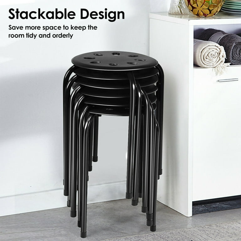 Gymax Set of 6 Portable Plastic Stack Stools 17.5