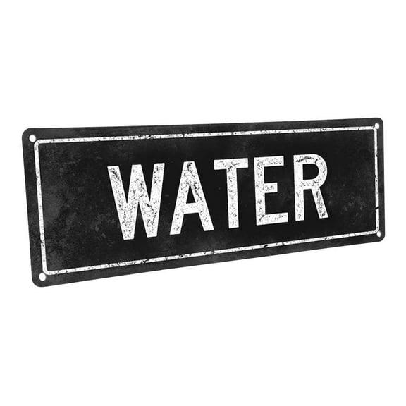 Black Water 4"x12" Metal Sign, Wall Décor for Kitchen and Dining
