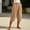 Beige, variant on Womens Capri Pants Casual Multi‑Color Elastic Waist Cotton Linen Wide Leg Pants Beige
