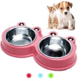 thumbnail image 1 of Cuencos duraderos de acero inoxidable para perros, alimentador de agua y comida, estera de silicona resistente, previene No para perros/gatos de tamaño pequeño como Chihuahua, 1 of 5