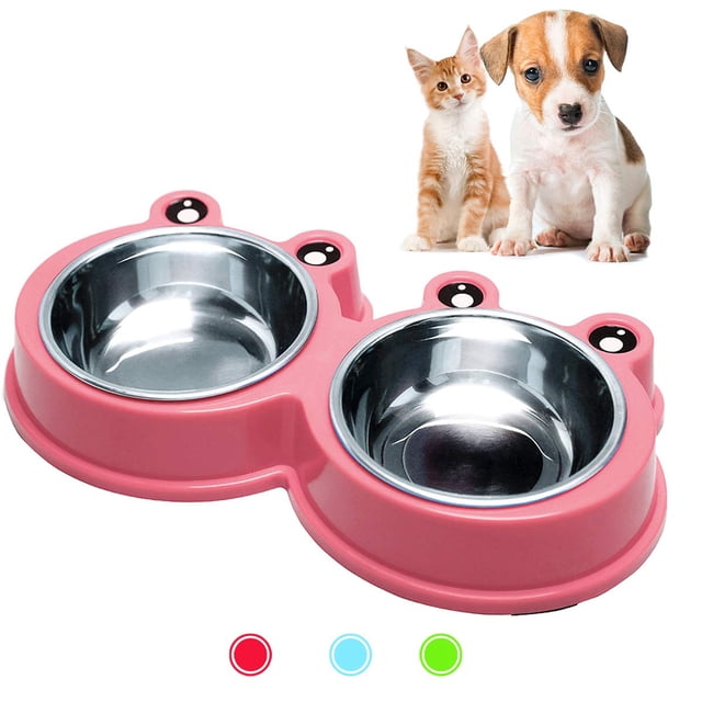 Cuencos duraderos de acero inoxidable para perros, alimentador de agua y comida, estera de silicona resistente, previene No para perros/gatos de tamaño pequeño como Chihuahua