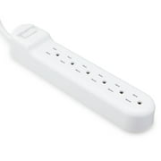 onn. 6-Outlet Surge Protector, White, 2 Pack, 2.5ft Power Cord