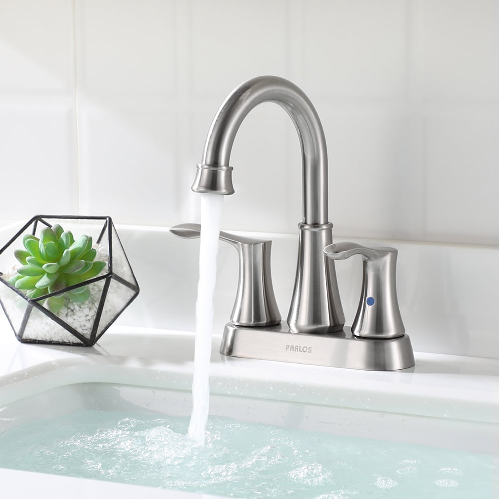 PARLOS Swivel Spout 2-Handle Bathroom Sink Faucet, Brushed Nickel