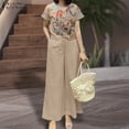 thumbnail image 3 of ZANZEA Women Sets Floral Printed Short Sleeve Tops T Shirt Shirt Wide Leg Trousers Long Pants Casual Outfits, 3 of 3