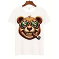 thumbnail image 3 of T-Shirt Homme Ours Cool avec Lunettes et Imprimé Cigares, 100 % Polyester Col Rond Décontracté avec Légère Élasticité, Coupe Régulière Manches Courtes Graphique pour Usage Quotidien et Vacances ResortFather, 3 of 4