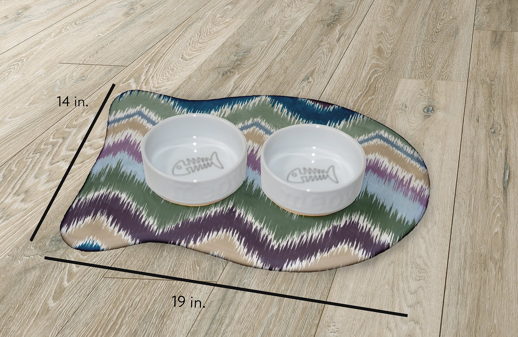 Simply Daisy Chevron Rug Fish Shape Pet Feeding Mat for Cats