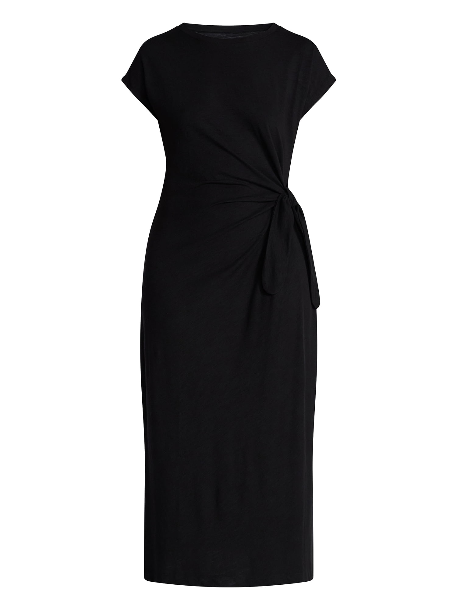 Time and Tru Women's and Women's Plus Side Tie Midi Dress with Dolman Sleeves, Sizes XS-4X