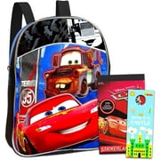 DECADE WEST Disney Cars Toddler Preschool Backpack Set - Bundle Includes 11 Inch Disney Cars Mini Backpack and Stickers (Disney Cars School Supplies)