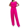 thumbnail image 2 of Usmixi Jumpsuits for Women Dressy Casual Business Elastic Waist Wide Leg Tank Jumpsuits Overalls Summer Round Neck Sleeveless Solid Long Formal Rompers Hot Pink m, 2 of 7