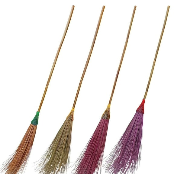 SN SKENNOVA Natural Coconut Leaf Stick Broom, Indoor and Outdoor, 1 Count