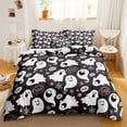 thumbnail image 4 of Move Over Cartoon Duvet Cover Set Queen Black White Kids Bedding Sets Cute Ghosts Pattern Microfiber No Filling, 4 of 6