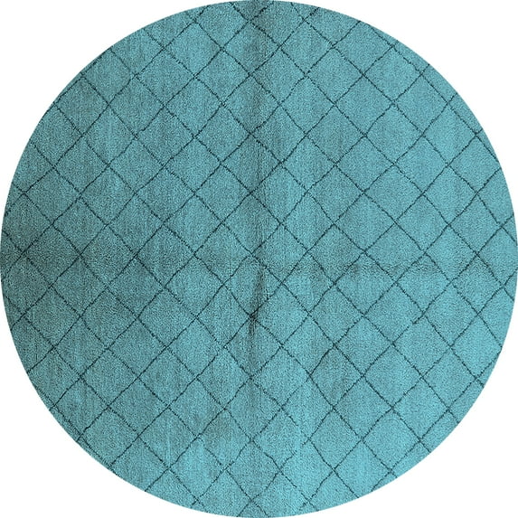 Ahgly Company Indoor Round Oriental Light Blue Industrial Area Rugs, 7' Round