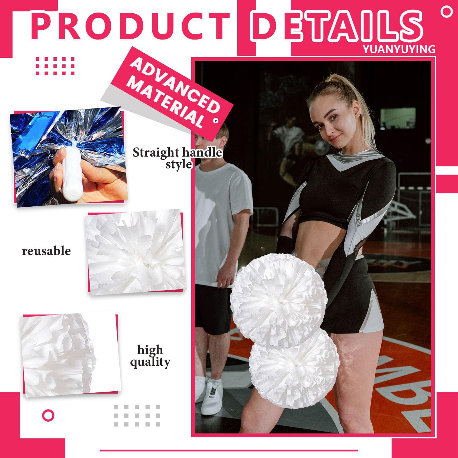 26 Pcs Cheerleading poms,pom poms Cheerleading with Handle Style Cheer Pom Pomsfor Dance, Matches, Team Spirit Sports