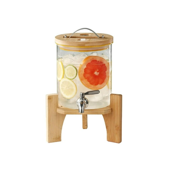 Dispensador de bebidas GOLDTIMO de vidrio de 5 litros con soporte para fiestas