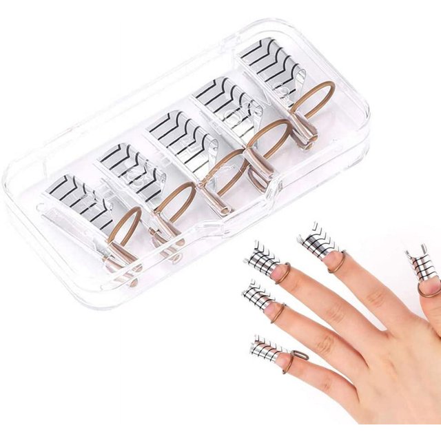 5 plantillas para uñas reutilizables, acrílicas, para decoración de uñas, moldes para manicura, 5 unidades, color plateado