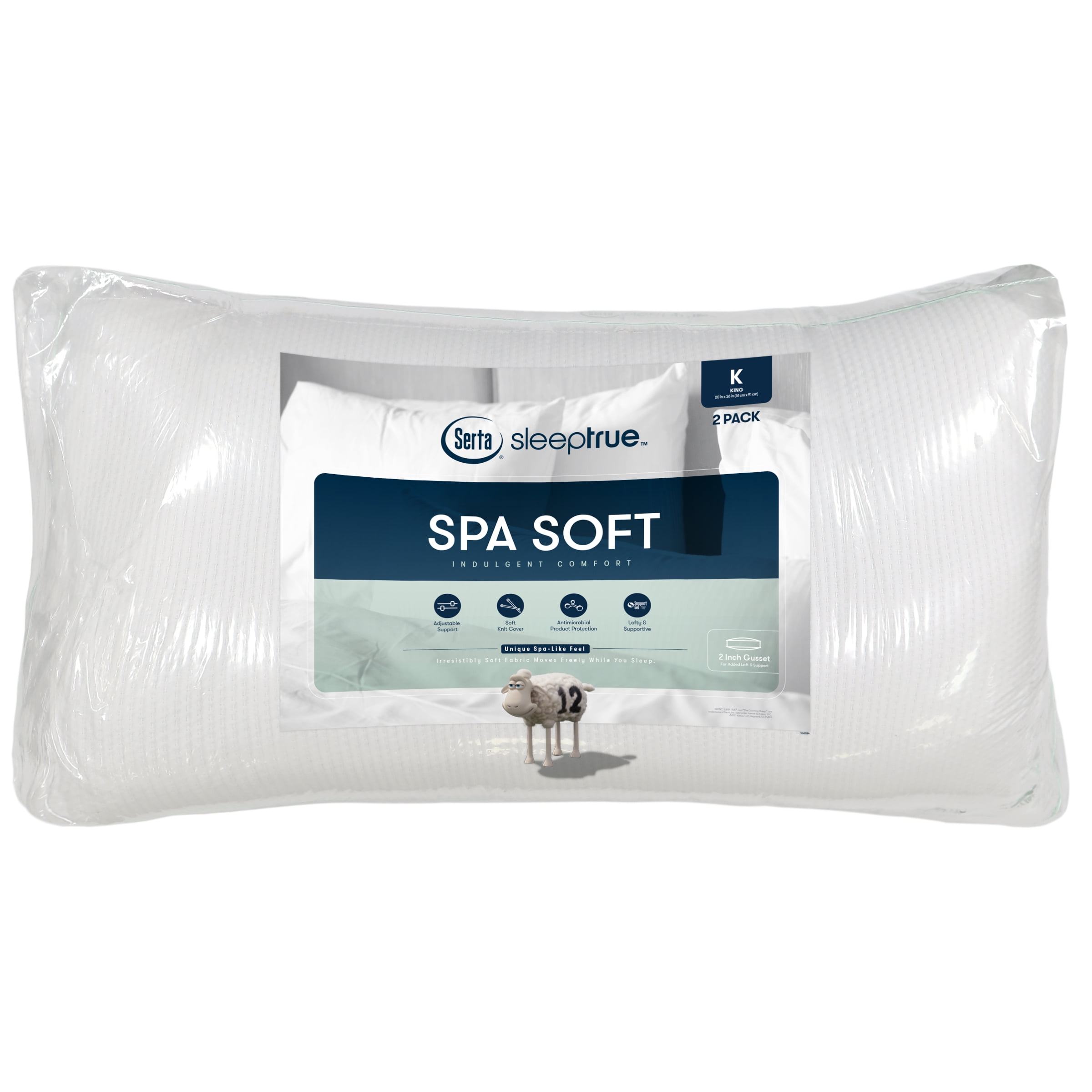 Serta Perfect Sleeper Bed Pillow King size 20" x 36"~ 2 pack 