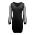 thumbnail image 6 of IWRICH Sparkly Dresses for Women V Neck Mesh Long Sleeve Dress Elegante Prom Dresses Black XL, 6 of 6