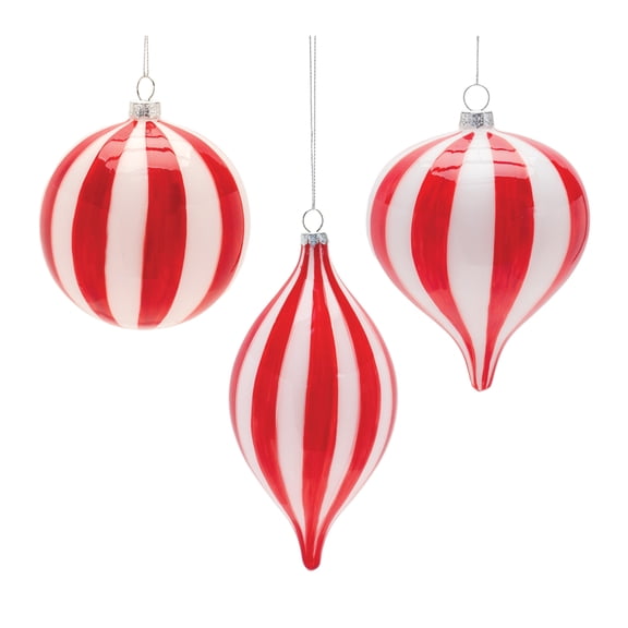 Striped Glass Ornament Set of 6