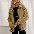 thumbnail image 4 of gbyLJF Women's Full Zipper Fleece Coat Solid Color Casual Long Sleeve Warm Jacket Winter Loose Fit Outwear With Pocket, 4 of 9