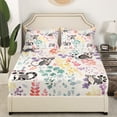 thumbnail image 2 of Kawaii Lemur Bedding Set Twin Size,Cartoon Lemur Floral Fitted Sheet,Cute Rainbow Flower Bottom Sheets Animal Print Bed Set 2Pcs （No Top Sheet）, 2 of 6