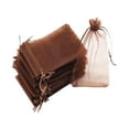 thumbnail image 2 of 100 bolsas de organza con cordón, bolsas de regalo de Navidad, bolsas para joyas, bolsas de malla transparente Marrón, 2 of 9