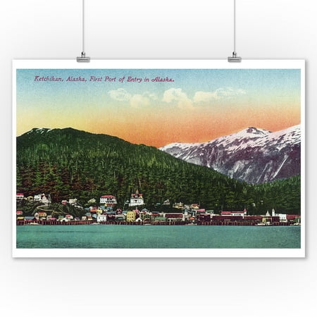 Ketchikan, Alaska - First Port of Entry in Alaska View (9x12 Art Print, Wall Decor Travel (Best Ports In Alaska)