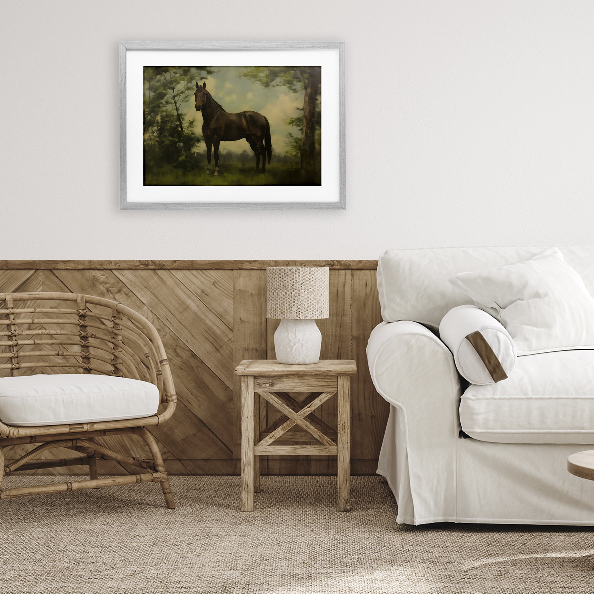 Stupell Industries Forest Horse Portrait Gray Framed Print Under Glass, design by Petal Prints Design