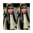 thumbnail image 4 of Straight Human Hair Wigs with Bang Full Machine Made Wig Non Lace Wig for Black Women, 4 of 7