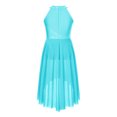 thumbnail image 2 of MSemis Kids Girls Shiny Rhinestone Sleeveless Lyrical Ballet Leotard Tulle Skirt Modern Contemporary Light blue 16, 2 of 6