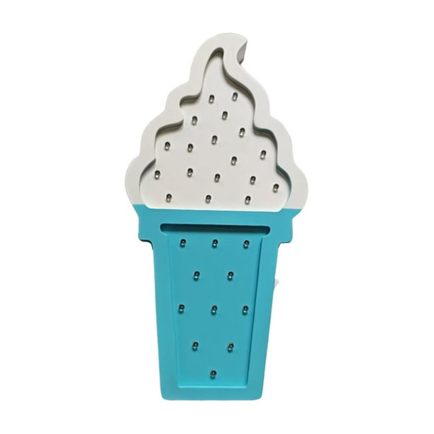 Luz de noche decorativa de madera con forma de helado, letrero de neón bonito, ambiente romántico Blanco Azul