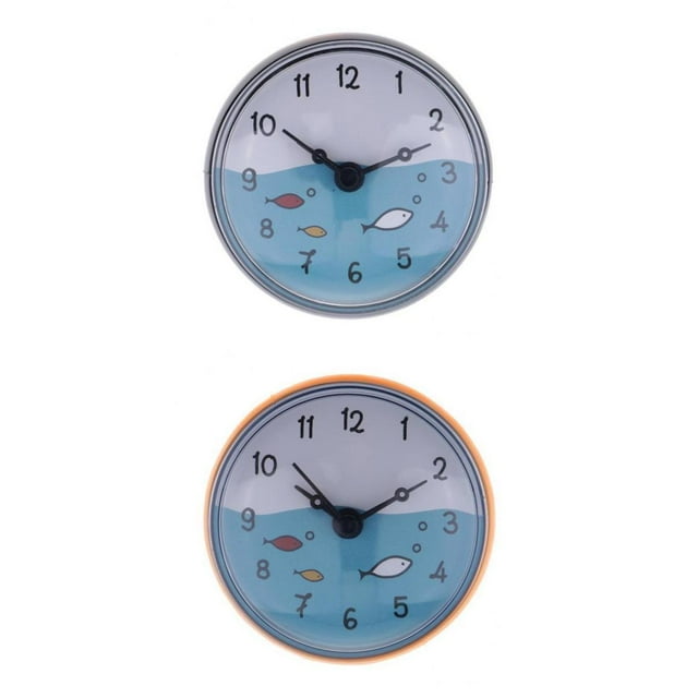 GUOOL 1Set Bathroom Clock Waterproof Suction Cup Kitchen Mini Bath Wall Clock Orange5 Orange5 Black5